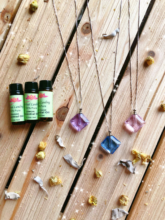 Square Crystal Essential Oil Bottle Necklaces