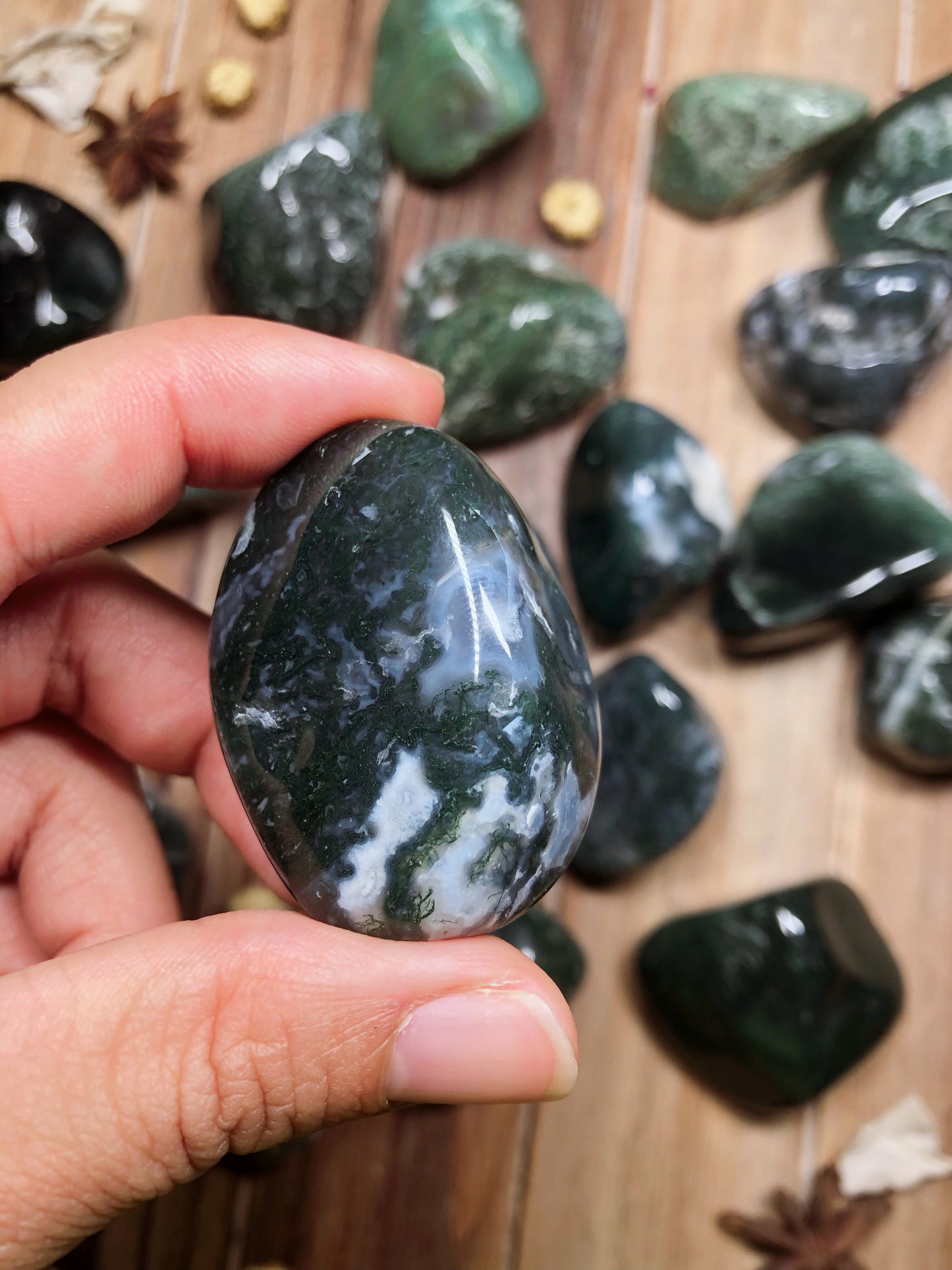 Moss Agate Tumbled