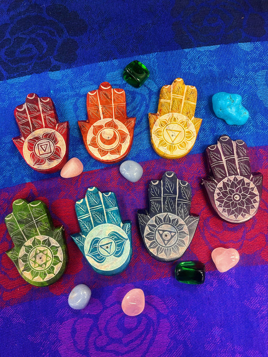 7 Chakra Hamsa Hand Soap Stone Incense Holders