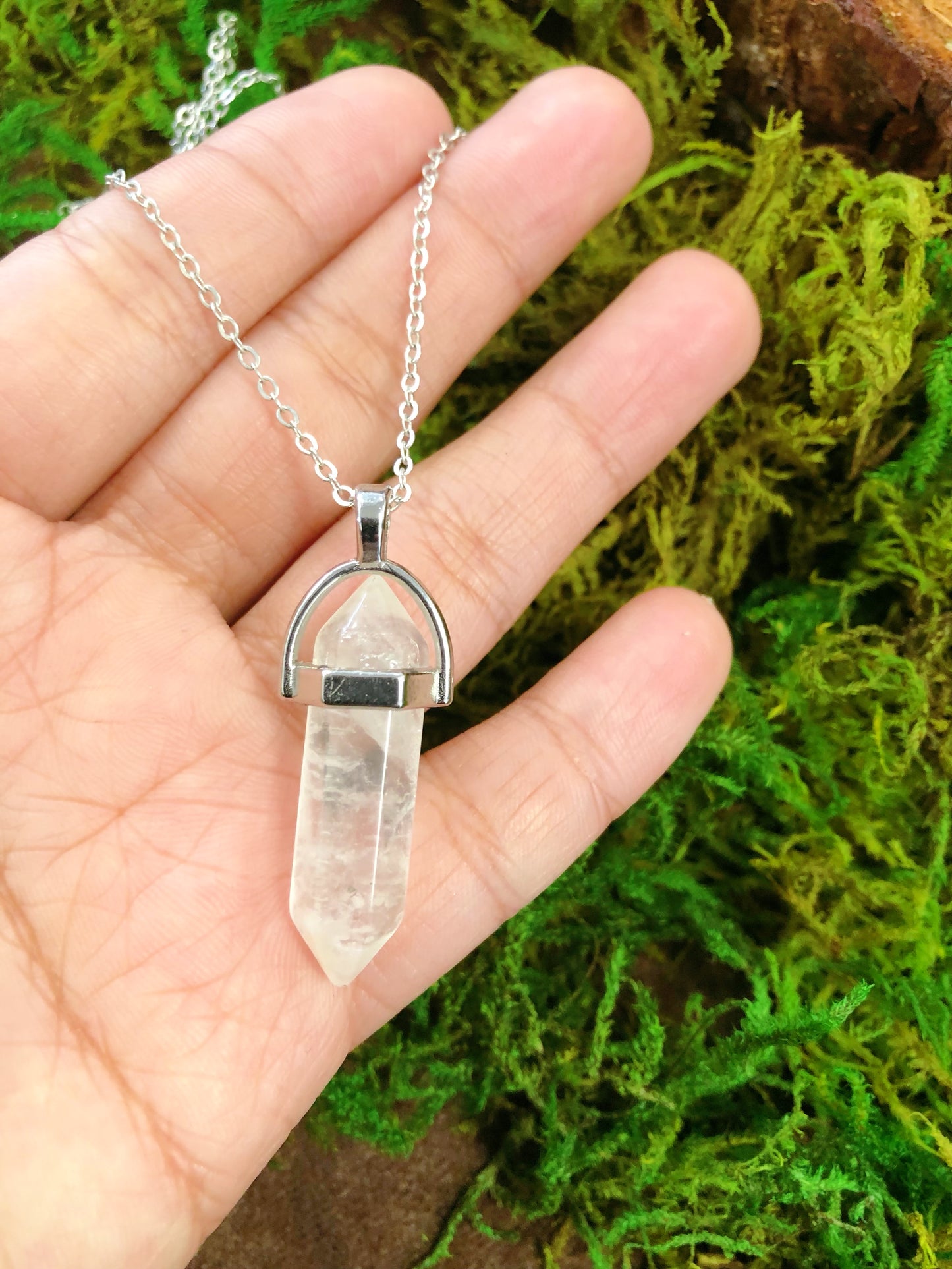 Double Terminated Crystal Point Necklaces