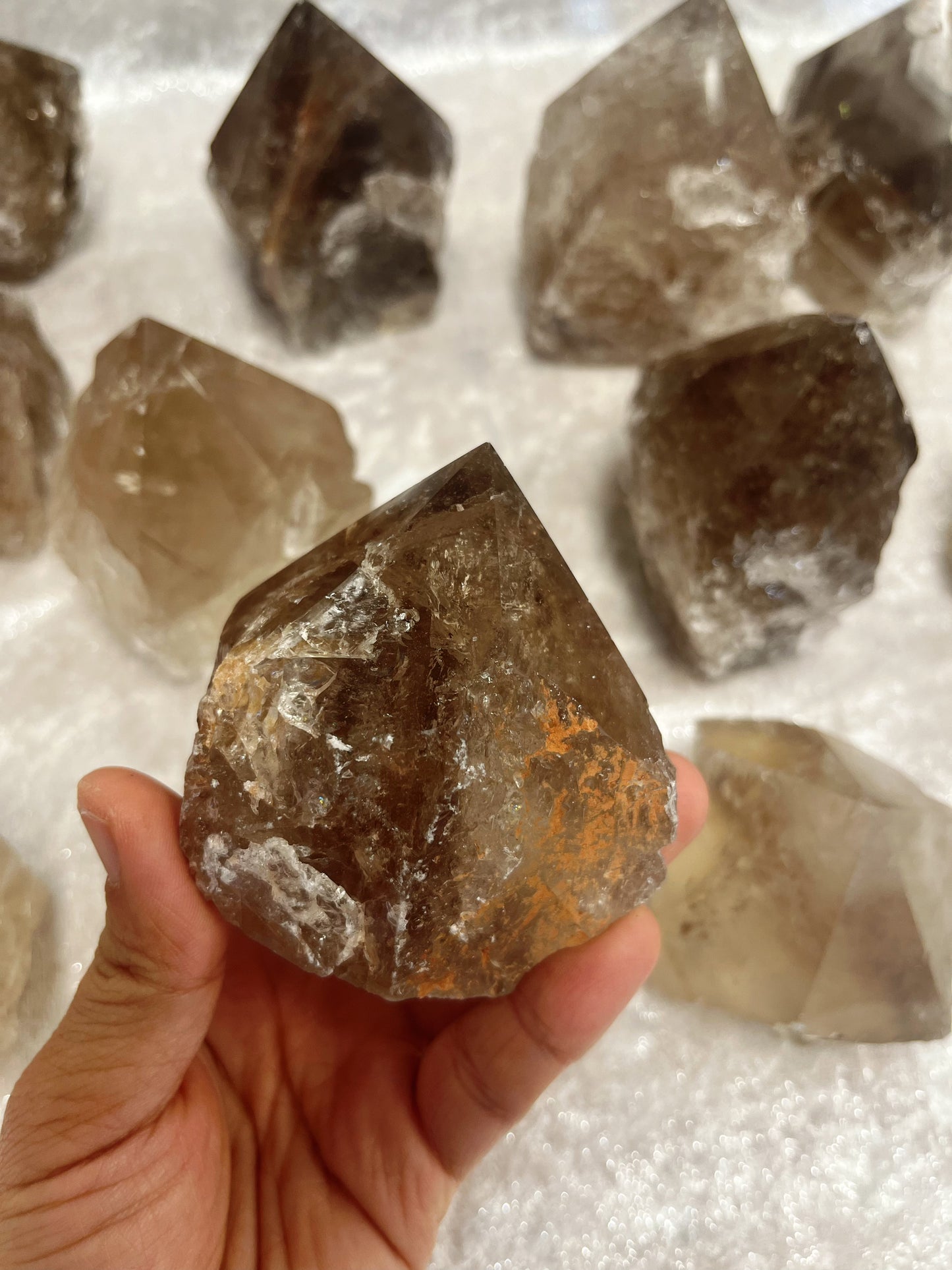 Smokey Quartz Half Polished Point