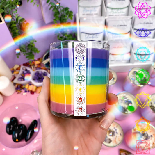 Layered Chakra Crystal Candle